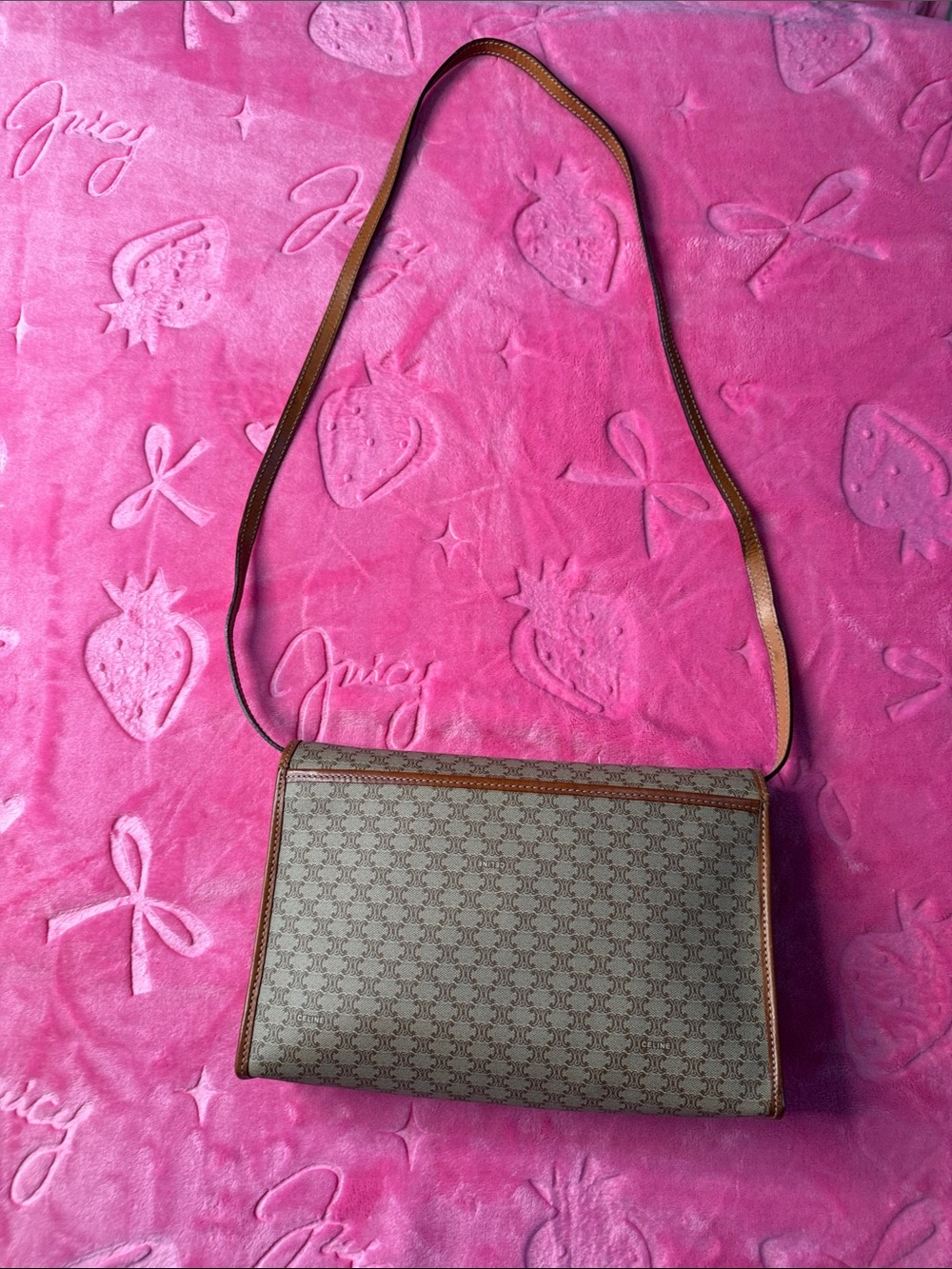 CELINE Macadam Triomphe Shoulder Bag Removable Strap, Logo Leather Band, Vintage - Picture 4 of 17